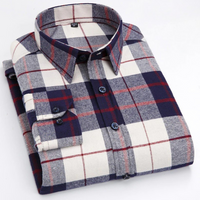 Caleb | Brushed Cotton Long Sleeve Plaid Shirt