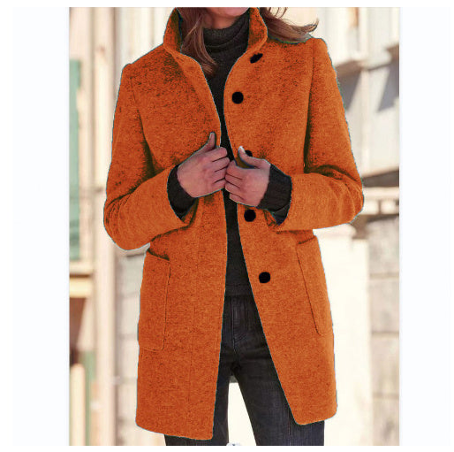 Carmen | Stand Collar Slim Wool-Look Winter Coat