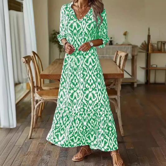 Averie | Bohemian Long Sleeve V-Neck Casual Dress