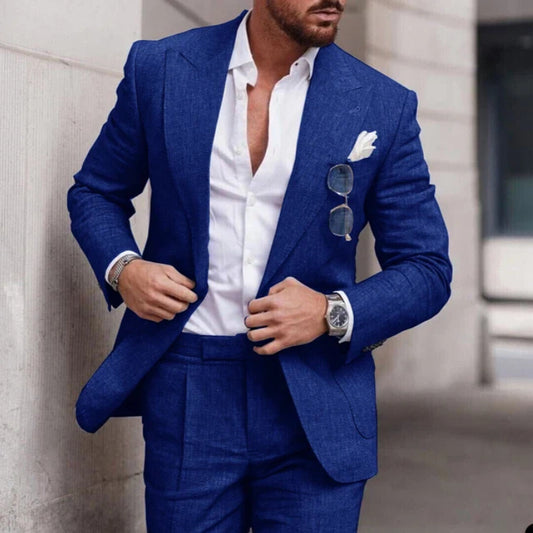 Damian | Men's Slim Fit Linen Two-Piece Suit Set