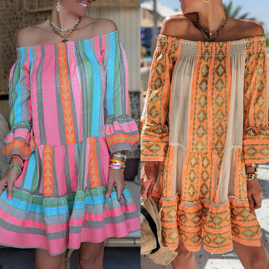 Nika™ | Printed Flare Sleeve Vacation Dress