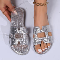 TrendyPrint Style Fashion Summer Solid Color Flat Patterned Sandals