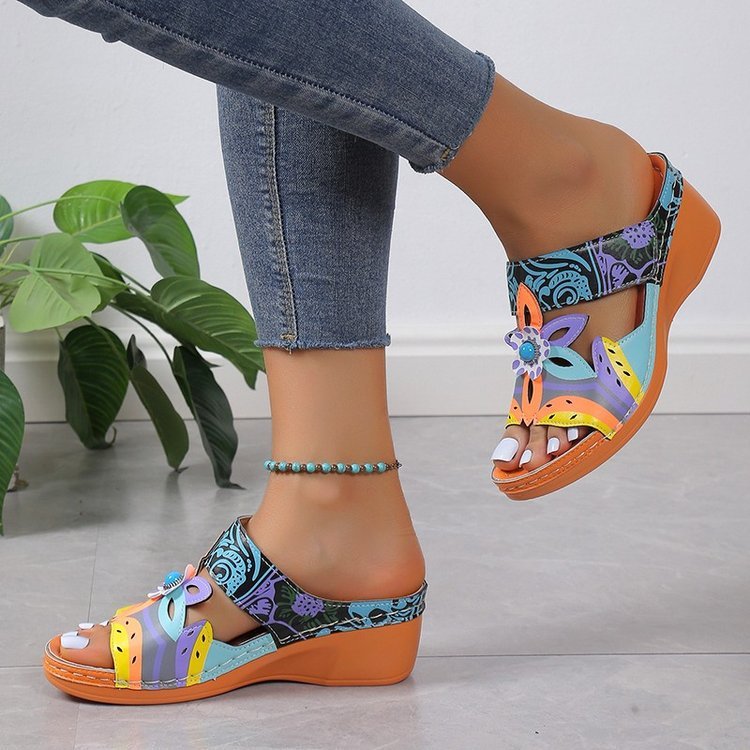 FloralGlide Casual Wedge Sandals