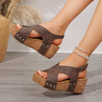 Women's Wedge Sandals with Rivets – Summer Platform Shoes