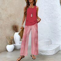 FloralEase | Sleeveless Vest and Loose Pants Set