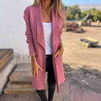 Alma | Mid-Length Wool Blend Lapel Cardigan