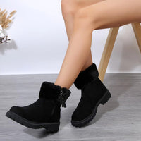 Warm Plush Boots Winter Side-Zipper Snow Boot For Women Outdoor Thickened Low-heelded Shoes
