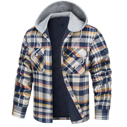 Verdickte, warme und lockere Herrenjacke mit Kapuze