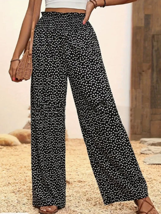 Polka Dot High Waist Straight-Leg Women's Trousers – Comfy Fit