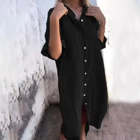 Mia | Women's Casual Cotton Linen Shirt Dress