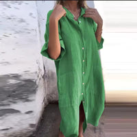 Mia | Women's Casual Cotton Linen Shirt Dress
