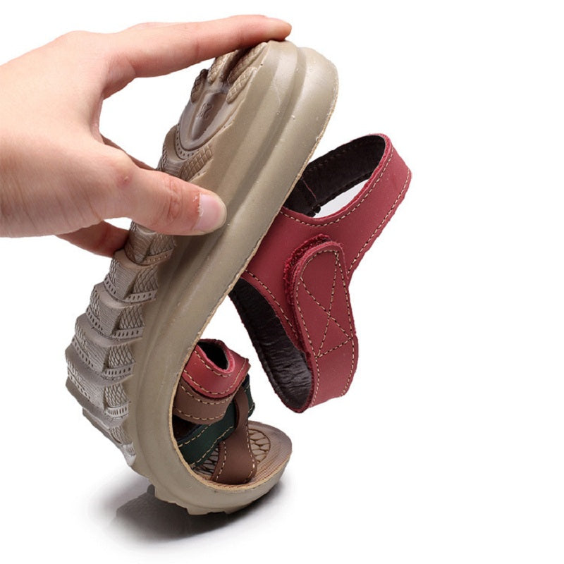 ElegantEase Leather Wedge Sandals
