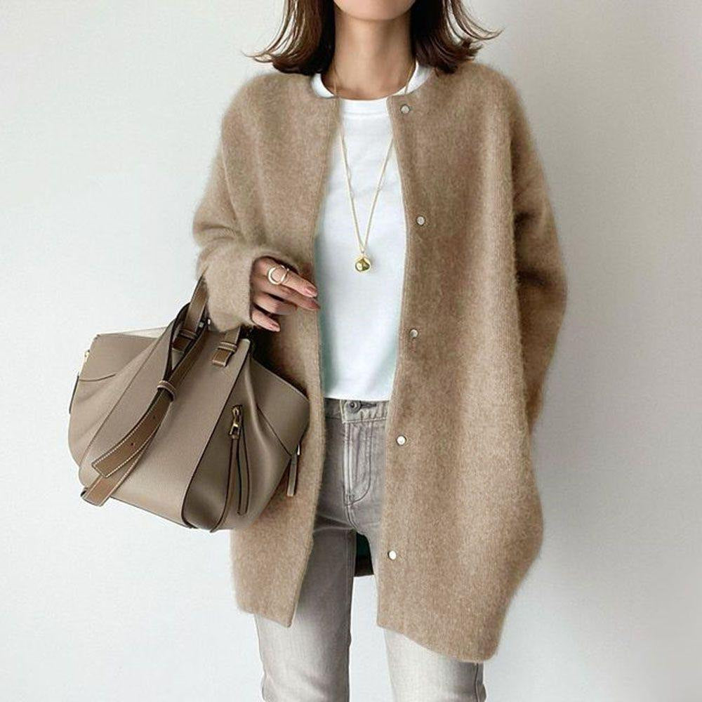 Weicher Strickmantel zum Abnehmen Sinn für Design Frauen Strickjacken lose Jacke Herbst und Frühling