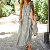 Asta | Sleeveless Cotton V-Neck Printed Summer Dress