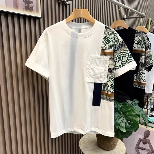 Men’s Slim Fit Patchwork T-Shirt | Summer Camouflage Style Tee