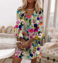 Sienna | 3D Floral Print Sleeveless Summer Dress