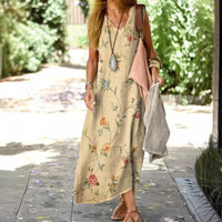 Asta | Sleeveless Cotton V-Neck Printed Summer Dress