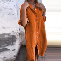 Mia | Women's Casual Cotton Linen Shirt Dress