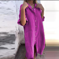 Mia | Women's Casual Cotton Linen Shirt Dress