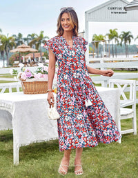 Victoria | Floral V-Neck Long Dress for Women