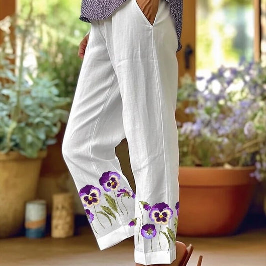 Aussie Floral Summer Pants – Printed Drawstring Casual Trousers for Women