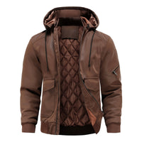 UrbanEdge Hooded Leather Jacket