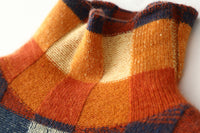 Lena | Checkerboard High Neck Wool-Look Sweater