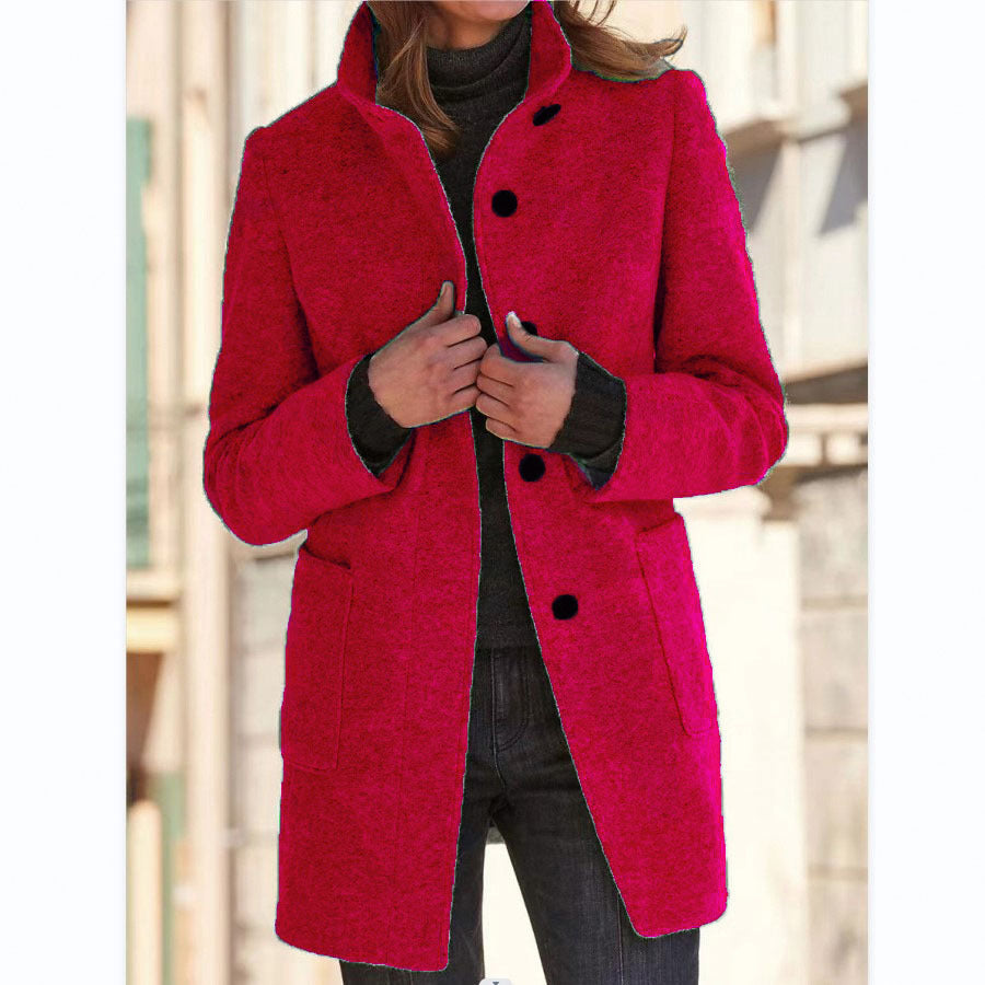 Carmen | Stand Collar Slim Wool-Look Winter Coat