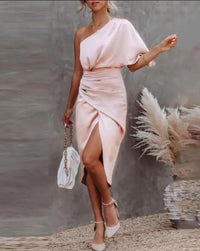 Rosana | One Shoulder Satin Bodycon Cocktail Dress for Women