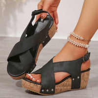 Women's Wedge Sandals with Rivets – Summer Platform Shoes