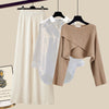 Coffee sweater white shirt