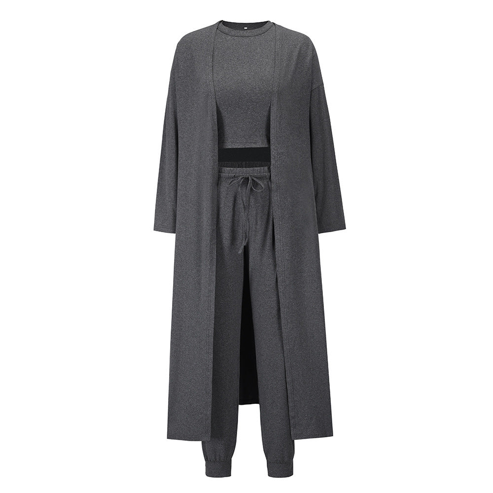 Amy™ | 3-teiliges Set aus Strickjacke, bauchfreiem Top und Hose mit Kordelzug für Damen