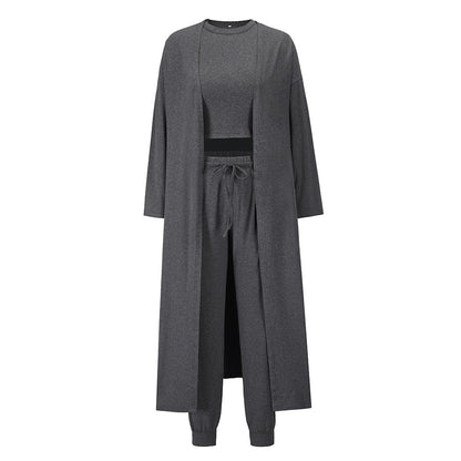 Amy™ | 3-teiliges Set aus Strickjacke, bauchfreiem Top und Hose mit Kordelzug für Damen