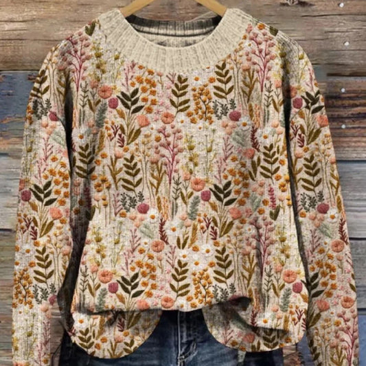 Nova | 3D Abstract Print Drop-Shoulder Long-Sleeve Pullover Sweater
