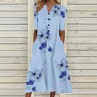 Agnese | Floral Butterfly V-Neck Midi Dress for Women