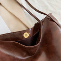 Large Capacity Soft Leather Shoulder Bag Retro Casual Handbag