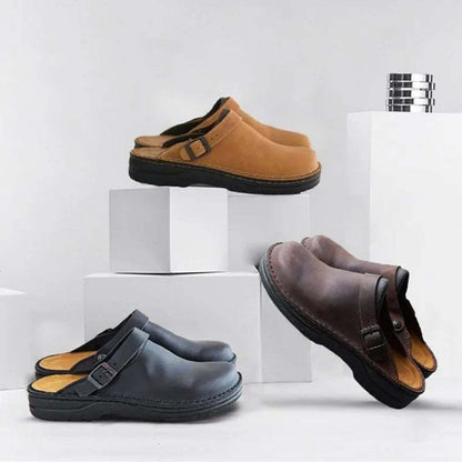 ComfortStride | Men's Arch Support Leather Clog Slippers