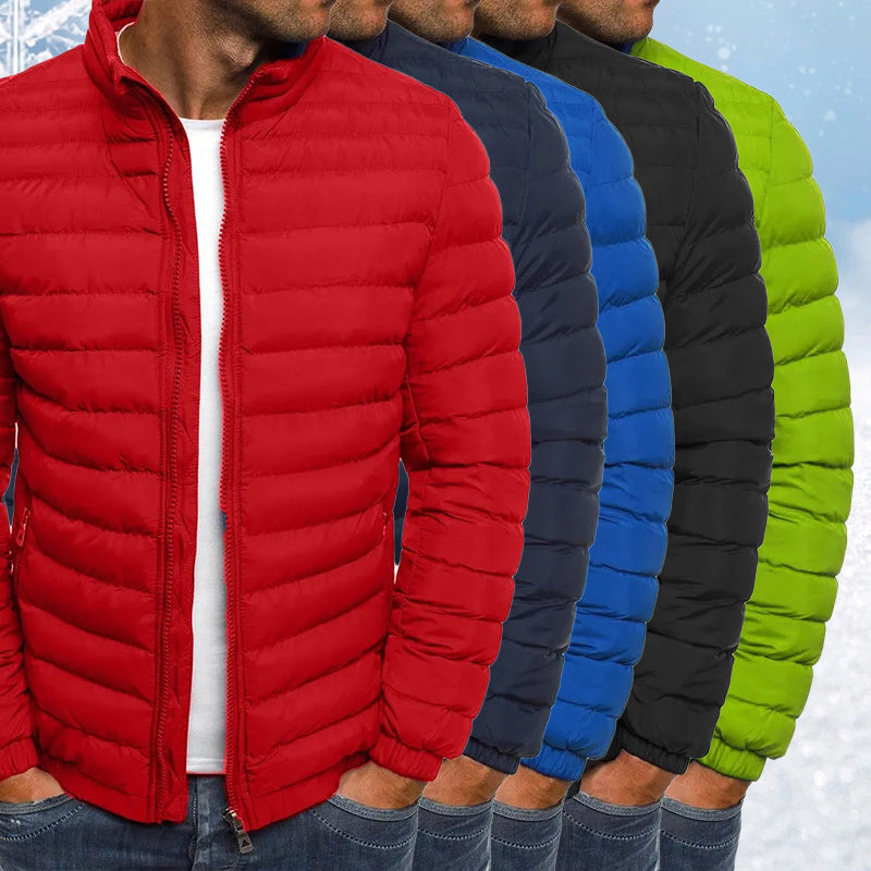 Herrenjacke mit Reißverschluss, einfarbig, lange Ärmel, Taschen, kältebeständig, Herbst, dicker, mit Baumwolle gefütterter Mantel für den Außenbereich