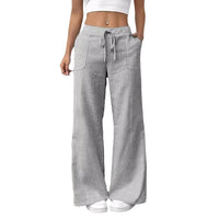Women's Wide Leg Striped Pants with Pockets – Casual Loose Fit