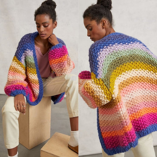 Gemütliche Strickjacke „RainbowBurst“ 