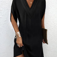 Hazel | V-Neck Pleated Batwing Sleeve Dress for Women