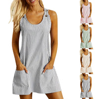 Artiselle | Striped Sleeveless Summer A-Line Dress for Women