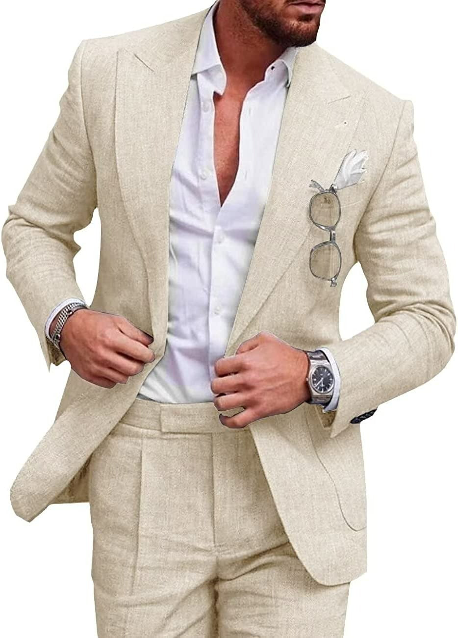 Damian | Men's Slim Fit Linen Two-Piece Suit Set