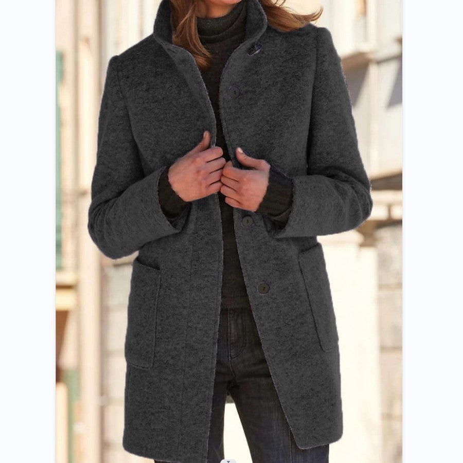 Carmen | Stand Collar Slim Wool-Look Winter Coat