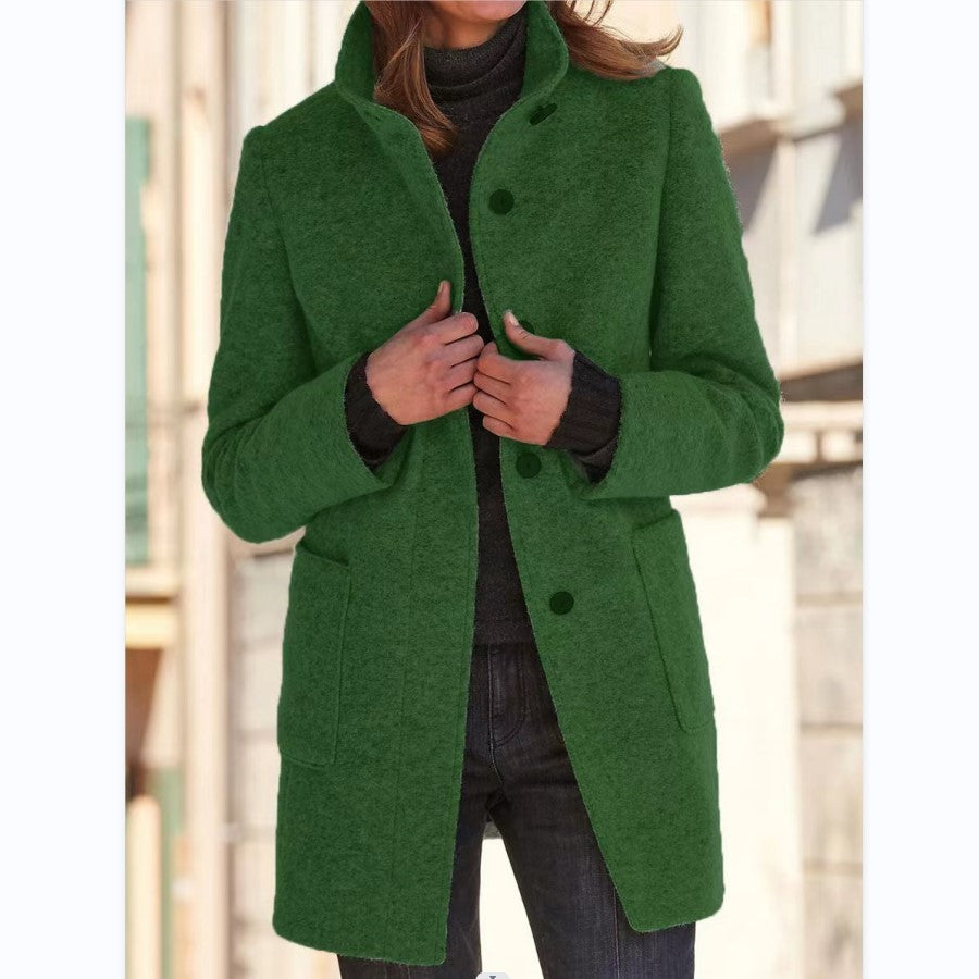 Carmen | Stand Collar Slim Wool-Look Winter Coat