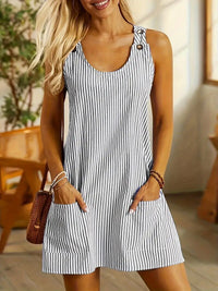 Artiselle | Striped Sleeveless Summer A-Line Dress for Women