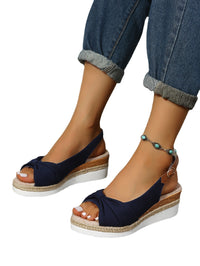 Women’s Bow Wedge Sandals – Hemp Rope Sole & Peep Toe