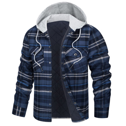 Verdickte, warme und lockere Herrenjacke mit Kapuze