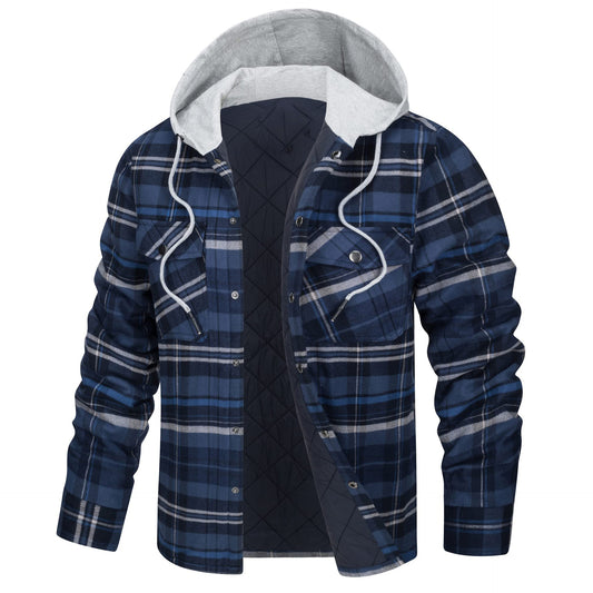 Verdickte, warme und lockere Herrenjacke mit Kapuze