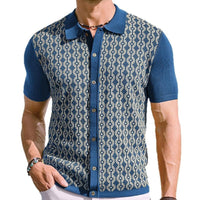 Men’s Tencel Jacquard Polo Shirt | Short Sleeve Summer Cardigan